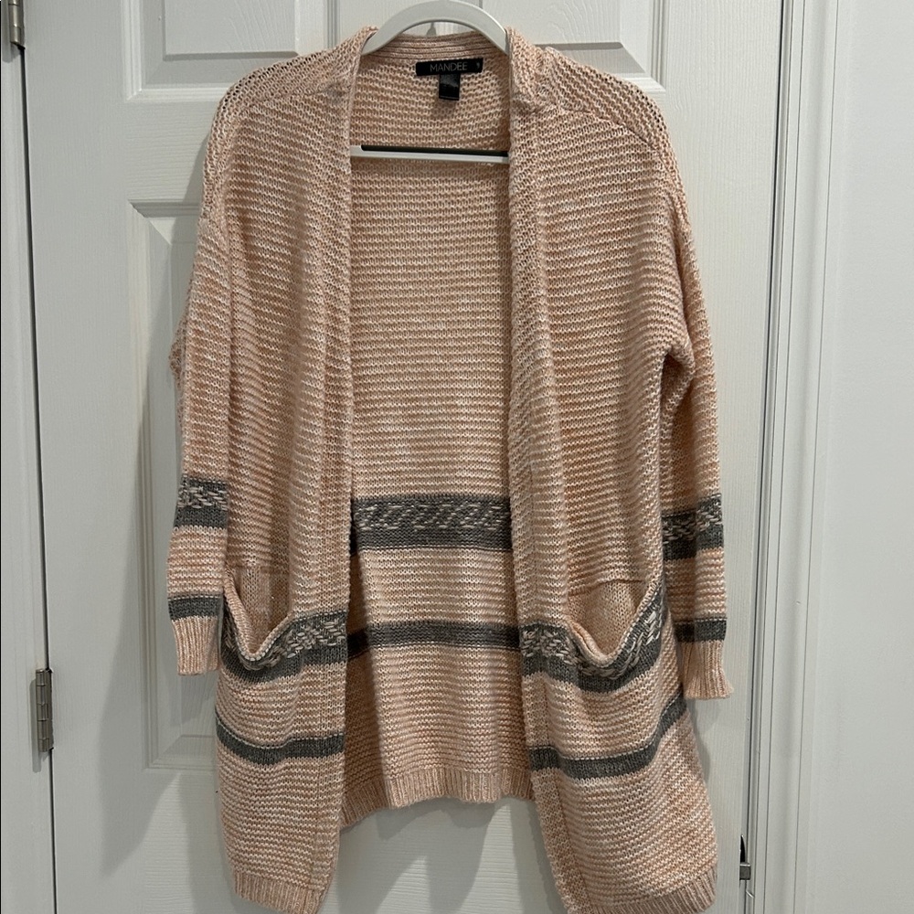 Striped Open-Front Cardigan Sweater